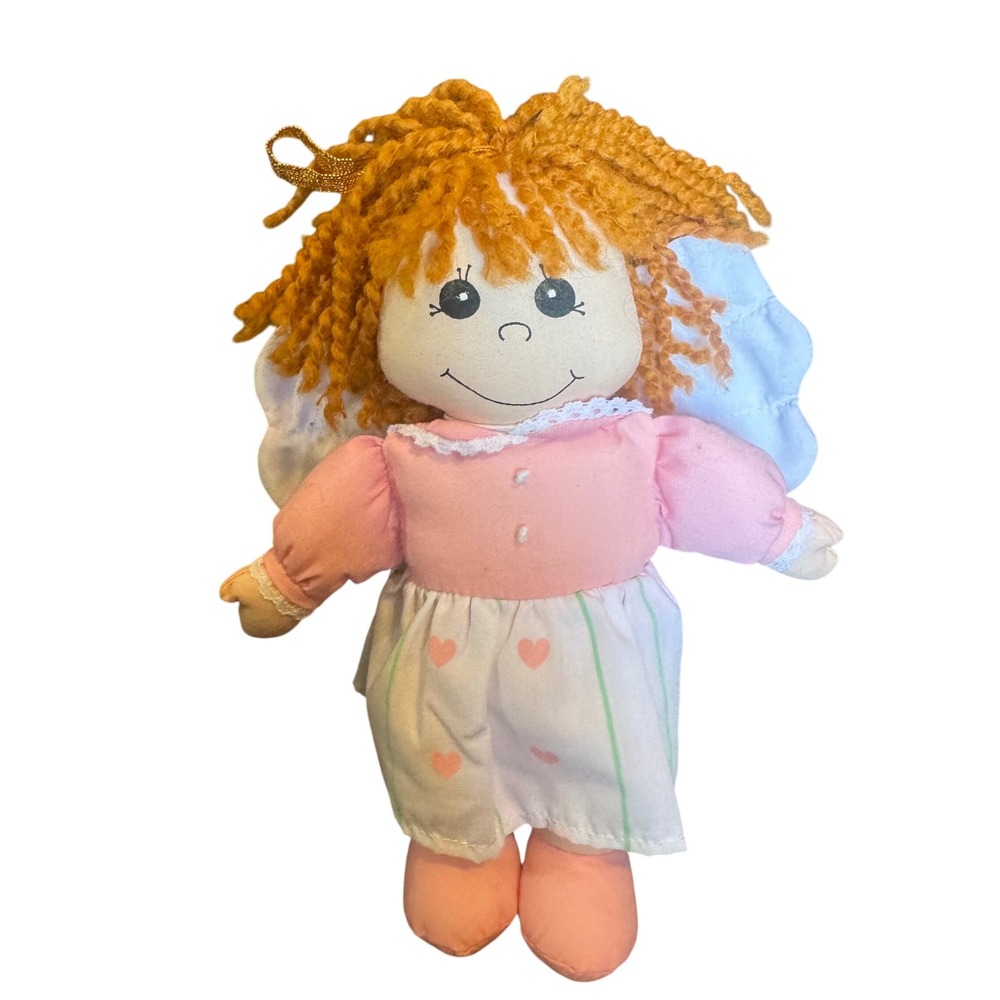 Abbey Press Vintage 2000 Angel Rag Doll Plush Pink Heart Dress Wings 8"
